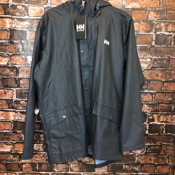 helly hansen black rain jacket